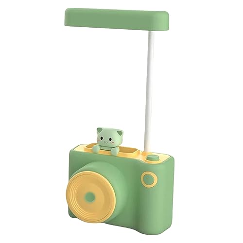 Image of Kiditos Small Study Desk LED Lamp Rechargeable, 360 Flexible Gooseneck With Pen Holder, Pencil Sharpener, Table for Girls Boys Room (Camera), Green