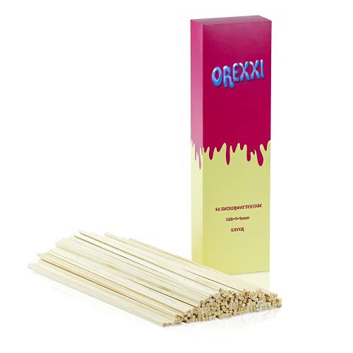 OREXXI Zuckerwatte Stäbe - 60 | 180 Zuckerwattestäbchen 30cm Für Zuckerwattemaschine Zuhause - Splitterfreie Stäbchen Für Zuckerwatte
