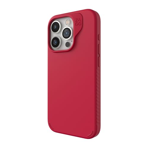 Coque iPhone 15 Pro ZAGG Manhattan en silicone premium et graphène rouge