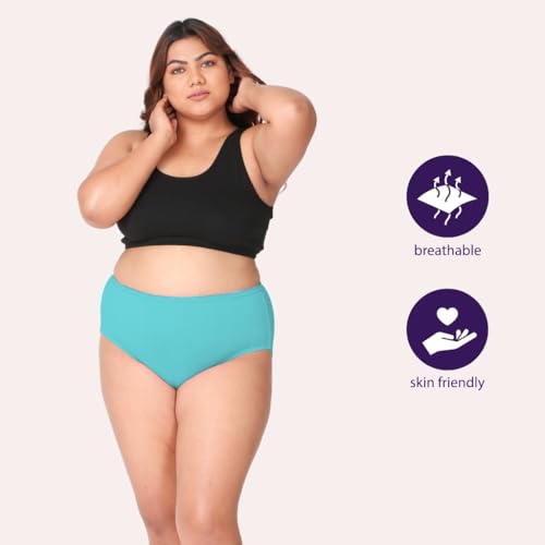 Image of Adira | 3XL to 10XL Cotton Panties for Women Plus Size | High Waist Panty with Full Coverage | Inside Elastic - No Elastic Exposure to Skin | Plus Size | Pack of 3