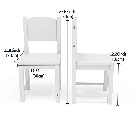 Timy Toddler Wooden Chair Pair, Kids Furniture For Eating, Reading, Playing 2 Pack (White) #TOP4