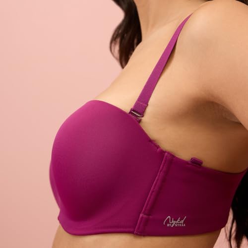 Image of NYKD NYB027 Cotton Padded Wired Multiway Strapless Bra Anti Slip Seamless Bonded Neckline Detachable Straps (Plus