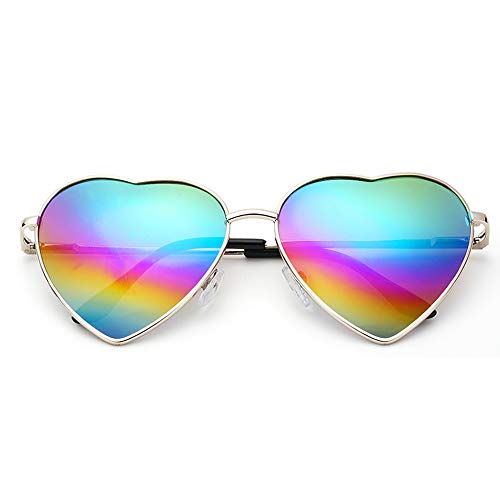 Heart Sunglasses Thin Metal Frame Hippie Lovely Aviator Style Eyewear2