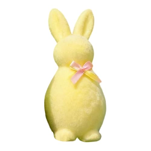 Figurine lapin flockée jaune en mousse pour décoration - 2