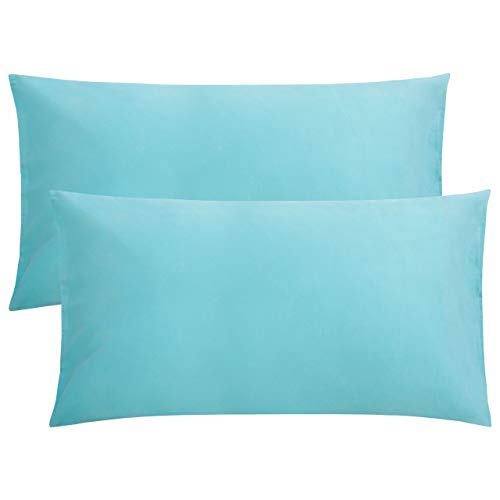 FLXXIE 2 Pack Microfiber King Pillow Cases, 1800 Super Soft Pillowcases with Envelope Closure, Wrinkle, Fade and Stain Resistant Pillow Covers, 20x36, Aqua