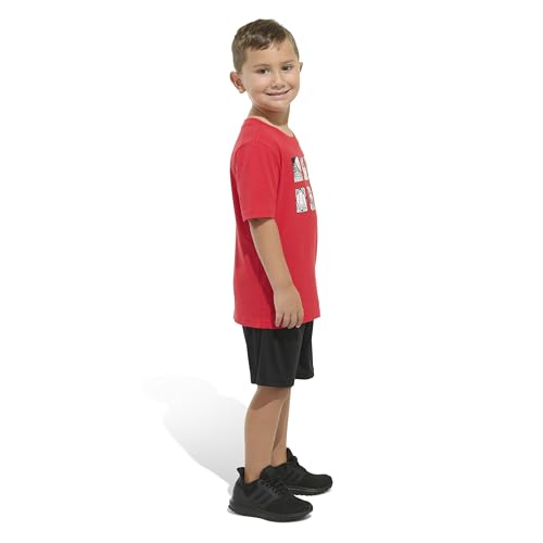 Image of adidas Boys' Short Sleeve Cotton Tee Shirt and Logo Short Set