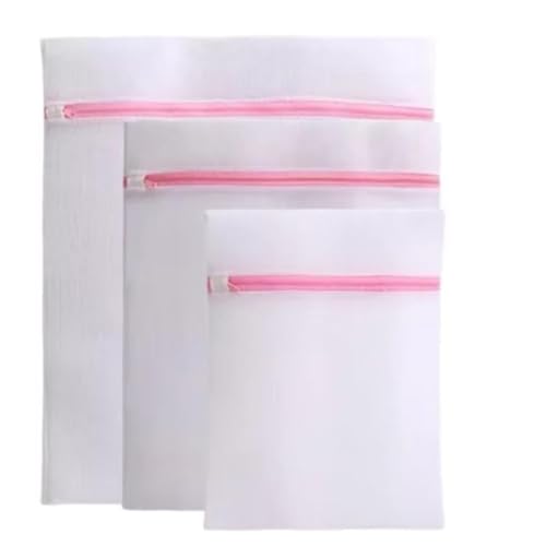 Conjunto De 3 Sacos Para Máquina De Lavar Roupas Delicadas Kit Com 3 Saquinhos Lingerie Lavanderia Lavagem Tamanhos P/M/G Com Zíper Resistente