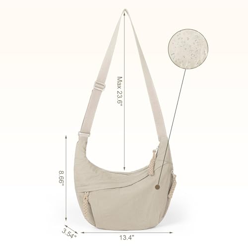 Regularlyk Crossbody Bag, 2025 New Plain Color Nylon Crescent Crossbody Bag, Large Capacity, Multiple Pockets2