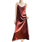 Vestido Lencero Sin Mangas De Seda para Mujer – Vestido Largo con Tirantes Finos para Cóctel, Playa, Noche, Fiesta