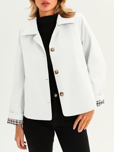 Image of Tankaneo Womens Cropped Trench Coat Lightweight Single Breasted Jacket Fall Windbreaker Fashion Outerwear
