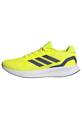 adidas Hombre Runfalcon 5 Running Shoes, Solar Yellow/Dark Blue/FTWR White, 41 1/3 EU