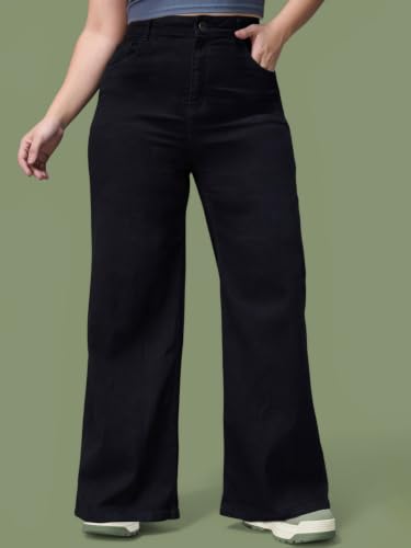 Image of Miss Chase A+ Women's Wide Leg High Rise Regular Length Stretchable Denim Jeans