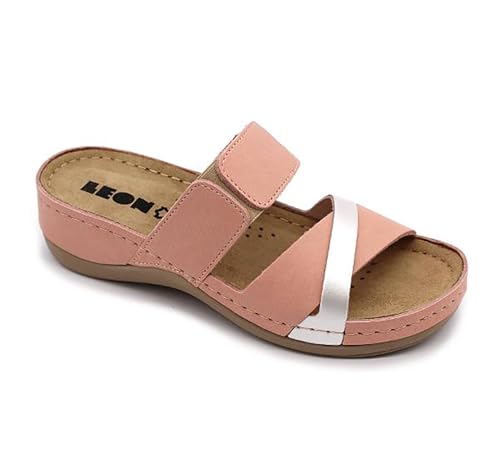 Mules et sabots femme LEON 909 en cuir avec semelle anatomique confort