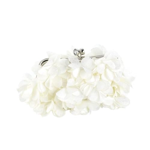 Sweet Fresh Petal Bag Women's Handbag Three-Dimensional Flower Crossbody Shoulder Bag Dress Garment Bag Hanfu Clutch Bag Wallet(White)