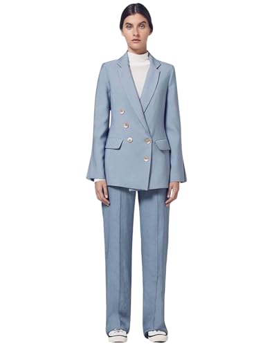 Costume deux pièces femme fini les plis au bureau veste revers échancré pantalon