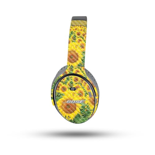Image of MightySkins Carbon Fiber Skin Compatible with Bose QuietComfort 35 II Headphones - Sunflower Field | Protective, Durable Textured Carbon Fiber Finish | Easy to Apply