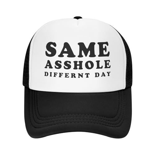 Same Ahole Differnt Day Trucker Hat Funny Hats Adjustable Classic Fishing Cap for Men and Women Black