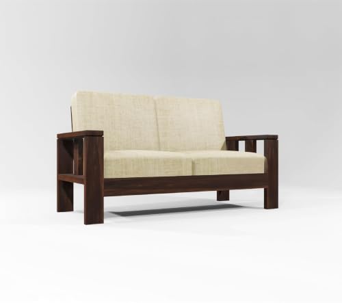Image of Sheesham Wooden 6 Seater Sofa Set for Living Room | Rosewood 6 Seater Cushion Sofa Set for Home & Office | Solid Wood Sofa for Lounge (Walnut, 3+2+1 Seater)