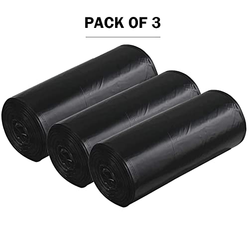 Image of Premium Recyclable Garbage Bags | Small Size Dustbin Bag /Trash Bag - Black Dustbin Covers for Wet and Dry Waste (Pack of 3 Rolls) Total 90 Bags