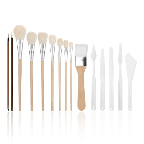 IDNVFY 10 Piezas De Pintura Y 5 Piezas De Cuchillo De Pintura Al Óleo De Plástico, Cepillo De Pintura De Cerámica, Herramientas para Colorear, Rasguños De Paleta De Pigmentos, Herramientas De Arte.