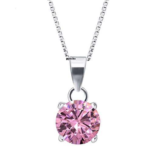 Image of Parnika 925 Sterling Silver Heart Solitaire Zircon Pendant for Women and Girls | Gift for Women n Girls | With Certificate of Authenticity | Pendant Only | Locket|
