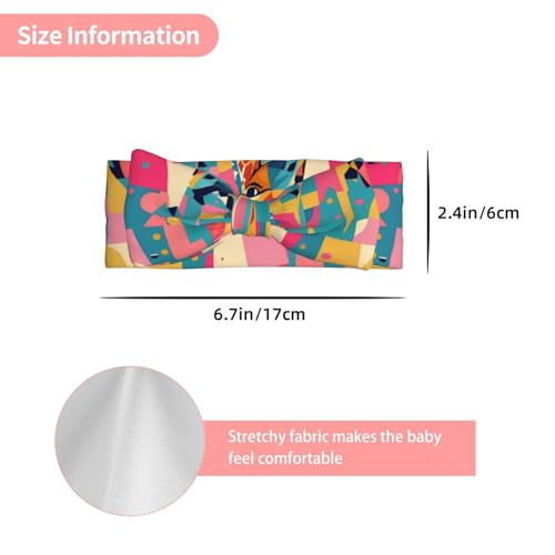0-6 Months Baby Bow Hairband for Newborn, Infant, Toddler, Elastic Bow Headband, Memphis Giraffe Decorative Headband3