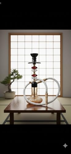 Image of Russian Glass Hookah | Chrome Plated Designer Crystal Style 18 Inch Glass, Iron color Gold 35 cm Height