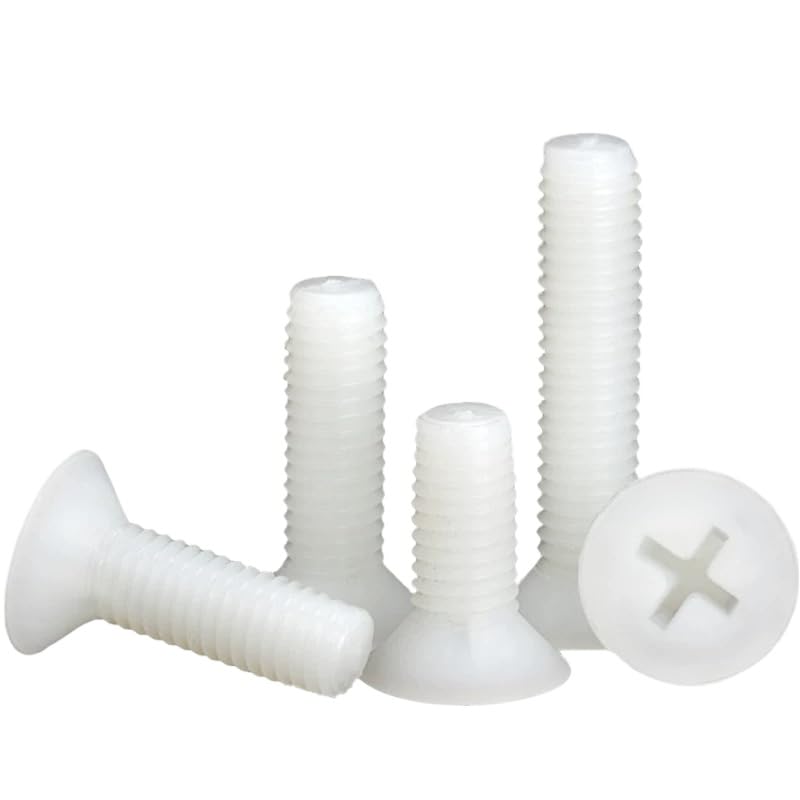 Tornillos de cabeza plana Phillips de plástico PTFE M3 / M4 / M5 / M6 / M8 / M10 / M12 (M8-1,25 x 70 mm, 10 unidades)