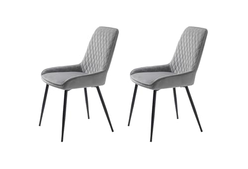 Sedia da pranzo sedie da 2 gambe in metallo Chair taglia unica velluto grigio nero