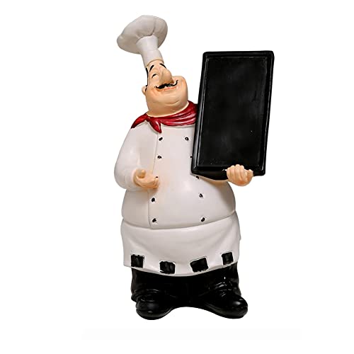 Figura de chef en resina con pizarrón para escribir