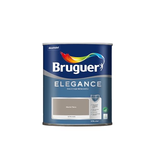 Bruguer ELEGANCE Pintura Monocapa ExtraMate, Paredes y Techos, Interior, Exterior protegido, Alta Durabilidad, UltraLavable, Resistente al Desgaste y Manchas Marrón Tierra 750 ml