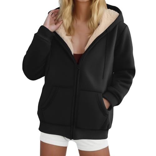 Fleece Jacket Women Casual Full Zip Up Hoodie Warm Sherpa Lined Sweatshirt Fall Winter Coat With Pockets2