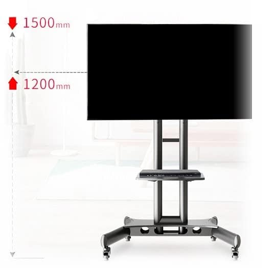 Image of BIG VUE Rolling Mobile TV Cart with Wheels for 32-65 Inch LCD LED 4K Flat Screen TVs, TV Floor Stand with Shelf Holds Up to 100 lbs, Height Adjustable Trolley Max VESA 600x400mm