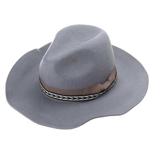 Chapeau Fedora en laine premium avec ceinture tressée artisanale et grand bord rigide