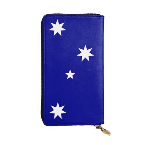 Portefeuille cuir femme motif drapeau australien noir compartimenté