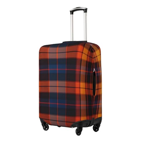 Orange Brown Plaid Luggage Cover Washable Elastic Suitcase Cover Anti-Scratch Travel Luggage Protector Covers for Kids Adult M fits 22-24 inch Suitcase2