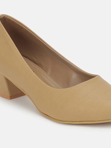 Image of Marc Loire Women's Textured Block Heel Pump Shoes for Office, Party and Formal Occasions