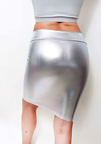 SACASUSA High Waisted Shiny Metallic Liquid Wet Look Pencil Skirt 10 Colors3