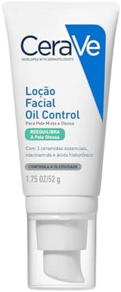 CeraVe Loção Facial Hidratante Oil Control para Pele Mista a Oleosa, Com 3 Ceramidas Essenciais, Ácido Hialurônico e Niacinamida, Hidratação Prolongada e Acabamento Matte, 52g