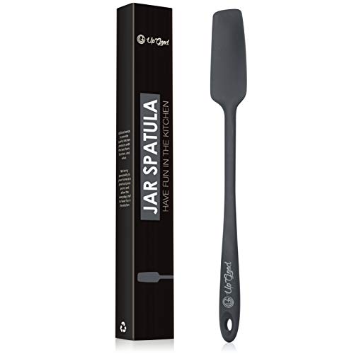 Silicone Jar Spatula | 600F Heat Resistant Non-Stick Rubber Scraper | Perfect for Jars, Smoothies, Blenders | One Piece Utensils | Durable Kitchen Cookware (UpGood Professional Spatulas, Grey)