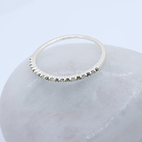 Dazzlingrock Collection Alternate Round Peridot & Diamond Stackable Wedding Band for Women in Solid Gold3