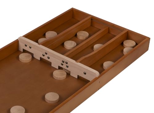 Engelhart - 340668 - Deluxe Shuffleboard Premium aus Holz - Länge: 2 m - Helle Oberfläche - Basis und Elemente aus hochwertigem Buchenholz - 30 Scheiben inklusive - Turniergröße