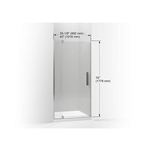 KOHLER 707531-L-SHP Revel Shower Door, Crystal Clear Glass with Bright Polished Silver Frame #1