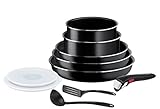 Tefal Ingenio Easy On - Juego de 3 Sartenes + 2 Cazos + Mango extraíble + Accesorios, sartenes antiadherentes, revestimiento titanio, Thermo-signal, apto lavavajillas y horno, no apto inducción