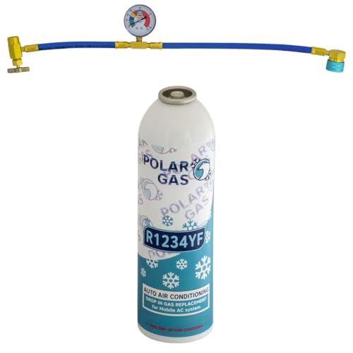 1KGCA Car Aircon AC 1pcs R1234yf Compatible Refill Recharge Regas Gas + Hose Gauge Kit Clima Accessories DIY filler tube