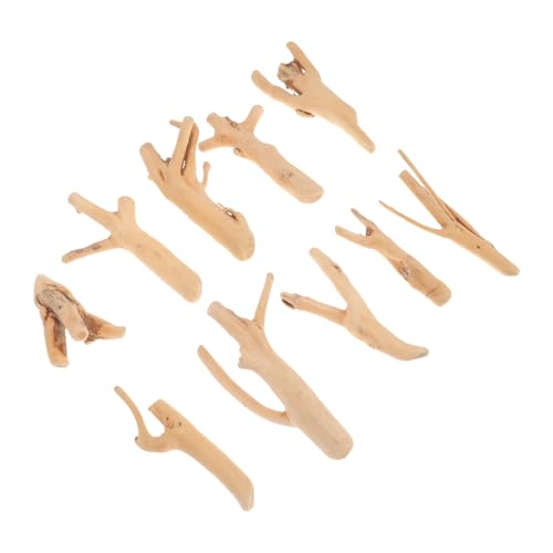 VANZACK 10pcs Aquarium Submerged Wood Aquarium Decorations Fish Tank Decorations Natural Logs Aquarium Cave Aquarium Decor Driftwood Coral Driftwood for Fish Tank Freshwater Real Khaki