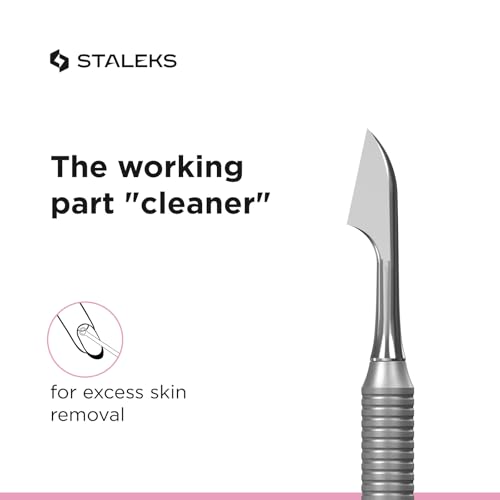 Image of Staleks Beauty & Care Manicure Pusher 30 Type 1 - Dual-Ended Cuticle Pusher and Hatchet-shaped Cleaner - Stainless Steel Tool for Home Use