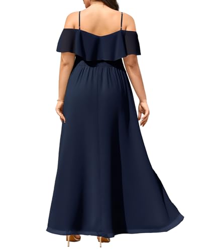 Image of Pinup Fashion Women Plus Size Bridesmaid Dresses - Off The Shoulder Formal Wedding Guest Bridal Shower Long Dress