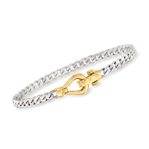 Ross-Simons Sterling Silver Curb-Link Bracelet With 18kt Gold Over Sterling