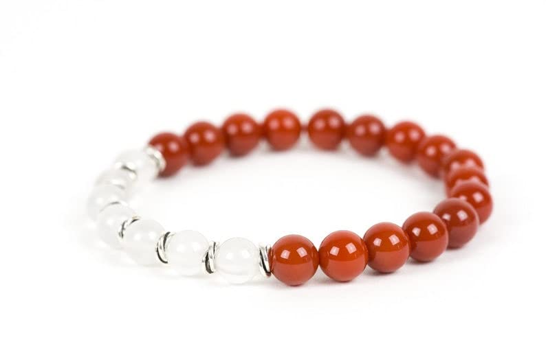 Bracelet en cornaline et quartz blanc 8mm | LKBEADS perles naturelles